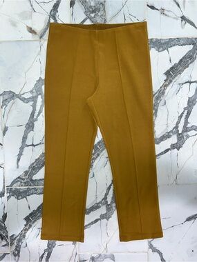 By Malene Birger Slim Tailored Chinos in Mustard Brown Ankle Length